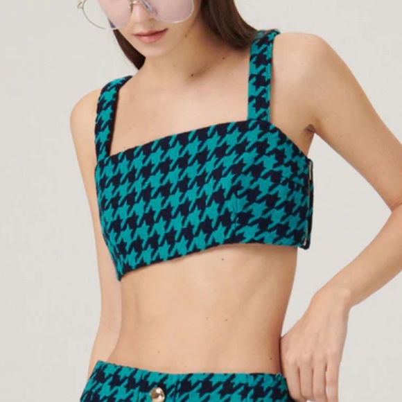 Storets 3 piece houndstooth tweed skirt crop top jacket set - Picture 5 of 6